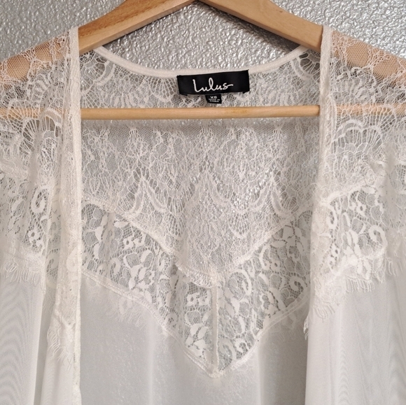 Lulus Cream Lace Open Front Cardigan  Size XS - Picture 5 of 8